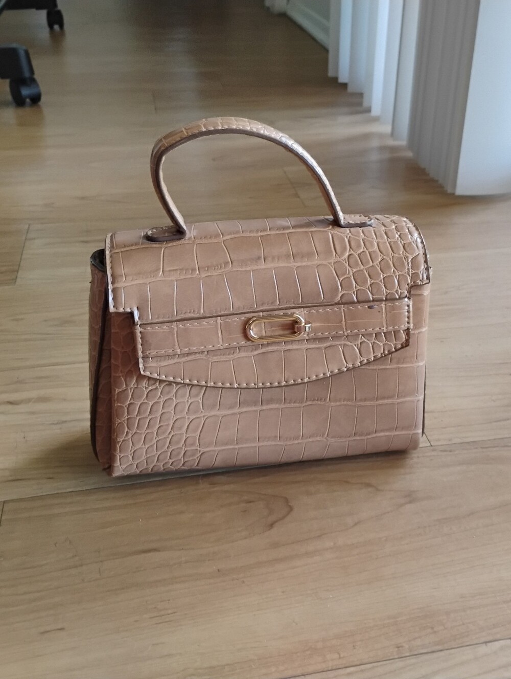 A New Day Mini Flap Tan Alligator embossed Top-Handle Crossbody
